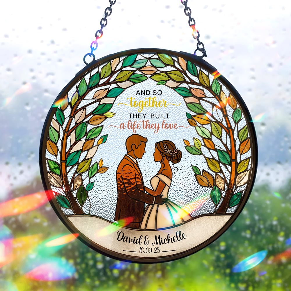 Newlywed Couple Stained Glass - Personalized Gifts For Couple 01PGLU160825