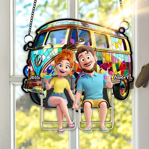 Couple With Colorful Motorized RV Suncatcher - Personalized Gifts For Couple 01TGLU140725