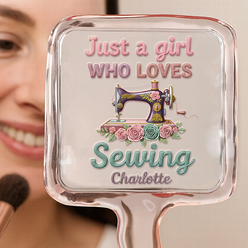 Sewing Girl Handheld Mirror - Personalized Gifts For Sewing Lovers 09pgdt161225