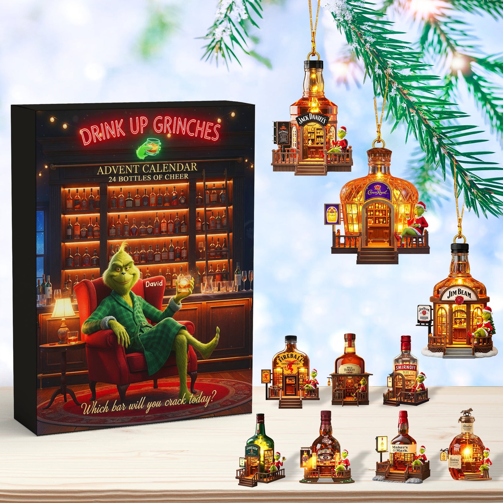 Festive Alcohol Bar Advent Calendar Acrylic Blind Box, Personalized Gifts For Drinkers 03QHQN211025
