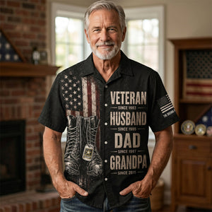 Patriotic Veteran Dad Hawaiian Shirt - Personalized Gifts For Veteran Dads 02huta290526