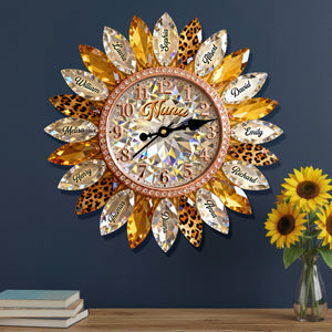 Sunflower Family Acrylic Hanging Wall Clock – Personalized Gifts For Grandma 02naqn221225