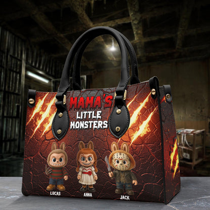 Horror Monsters Personalized Halloween Gifts For Mom/Grandma Leather Bag 04natn180825