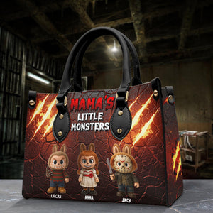 Horror Monsters Personalized Halloween Gifts For Mom/Grandma Leather Bag 04natn180825