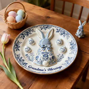 Grandma's Blessing Round Plate - Personalized Easter's Day Gift For Grandma 01NALU040226