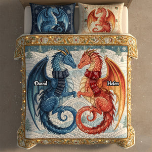 Mythical Dragon Couples Quilt Bedding Set Special Line - Personalized Gift For Couples 06HYMG011125