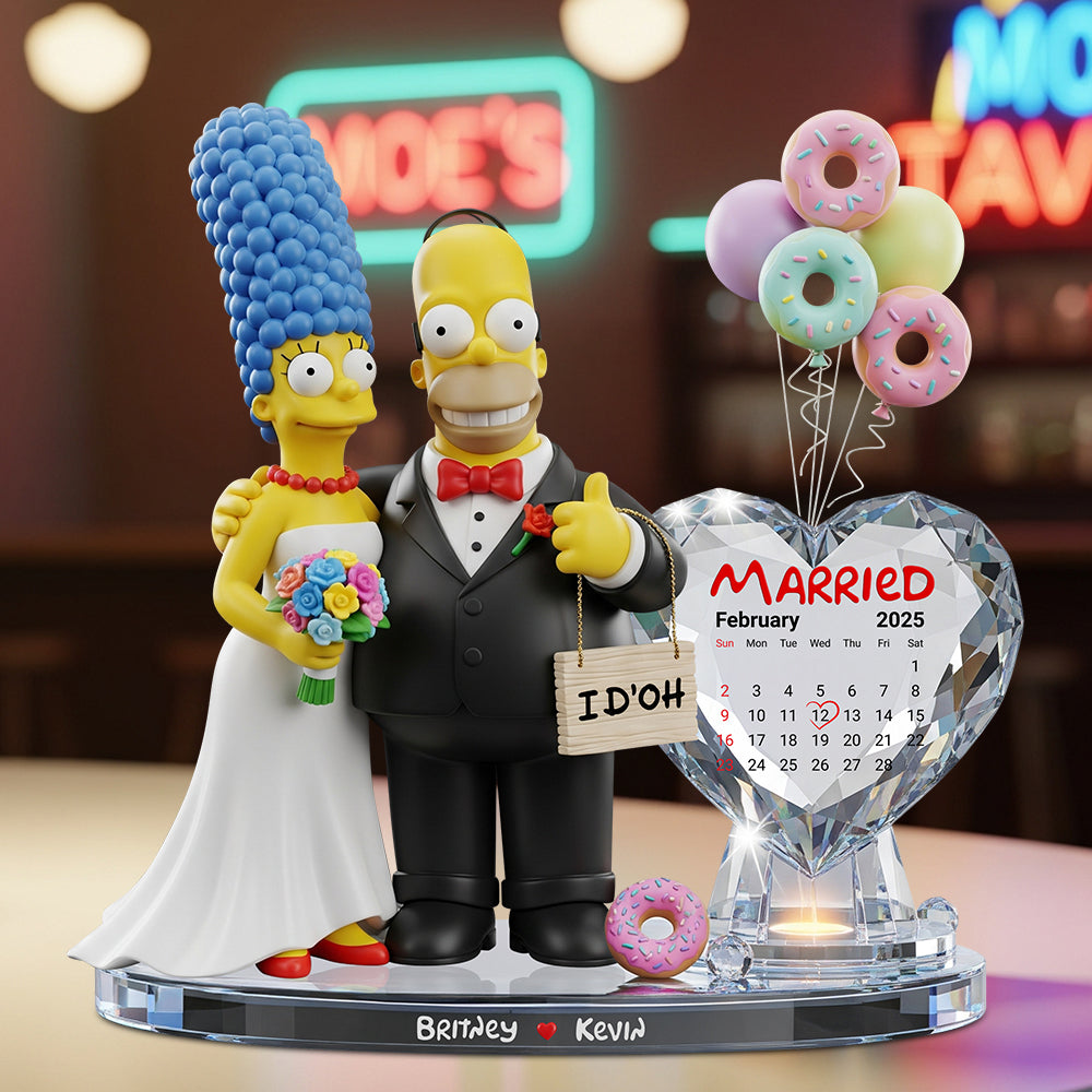 Yellow Cartoon Wedding Couple Plaque - Personalized Gifts For Couple 02nadt050625