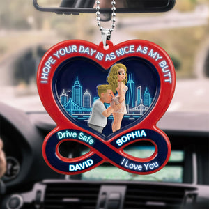 Funny Couple Acrylic Car Visor Clip - Personalized Gifts For Couple 03NATN090226