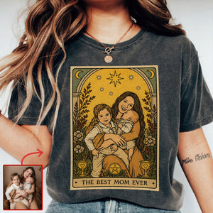 Best Mom Tarot Card Washed T-shirt - Custom Photo Gifts For Moms 02qhqn240426