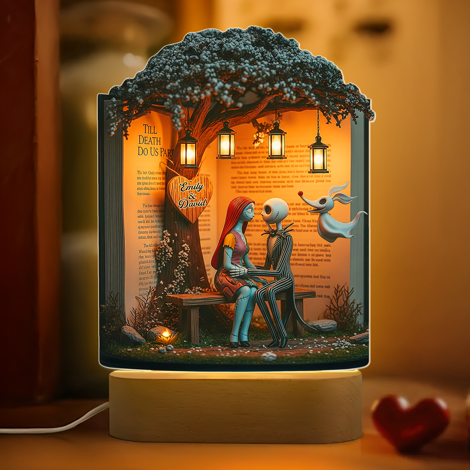 Horror Couple Led light With Oval Base - Personalized Gifts For Halloween 04PAPU160725