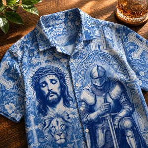 Kneeling Knight Toile de Jouy Hawaiian Shirt - Personalized Gifts For Christian Hawaiian Shirt 01HUDH170626