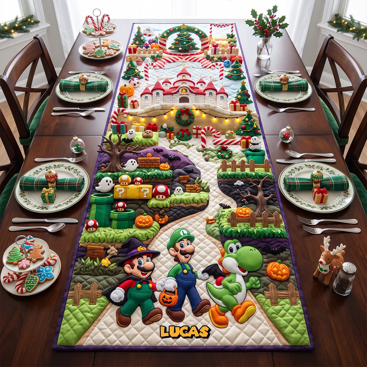 Festive Village Quilted Table Runner Personalized Gifts 05TYTN130826