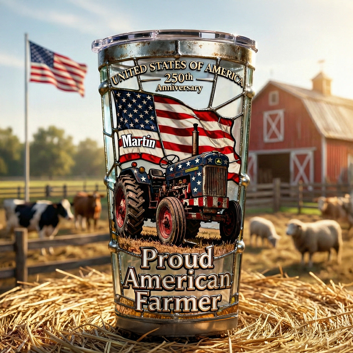 Proud American Farmer Tumbler - Personalized Gifts For Farmers 02qhmg300126