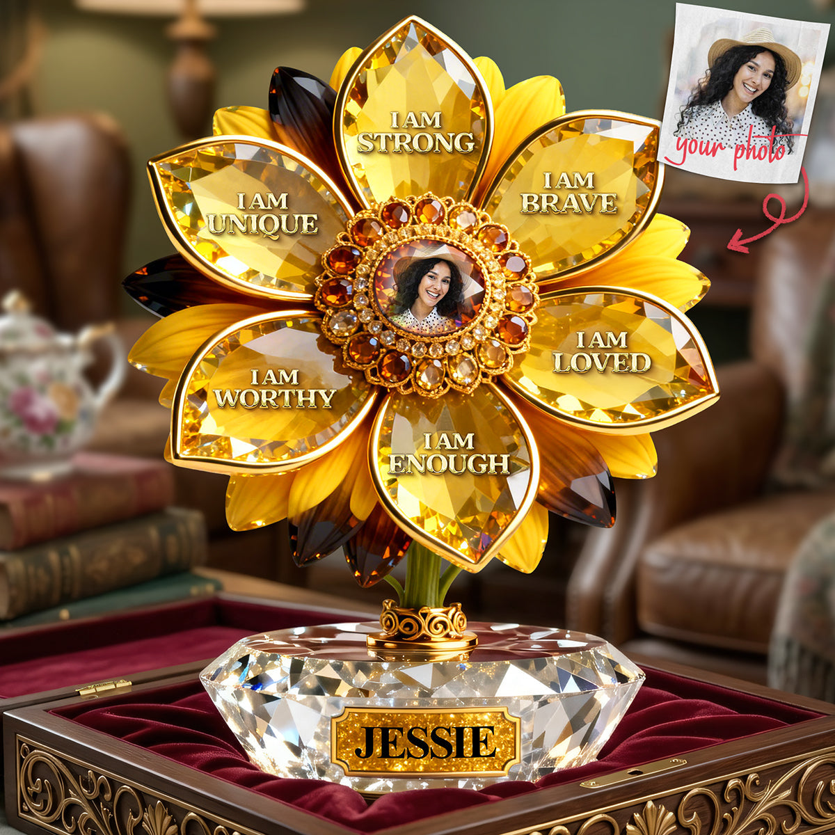 Affirmation Sunflower Acrylic Plaque - Custom Photo Gifts For Mom 04KITA250326
