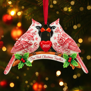 Couple Cardinal Toile de Jouy Ornament - Personalized Gifts For Couple 02pgta060925