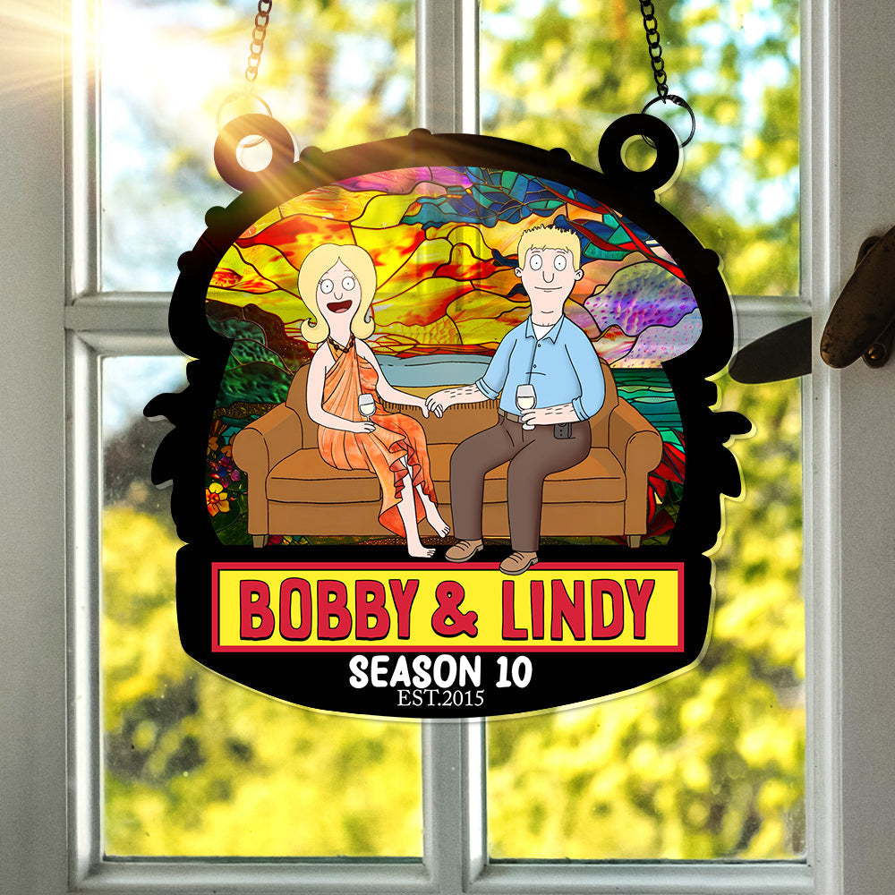 Burger Couple Suncatcher Ornament - Personalized Anniversary Gifts 03OHLU040325PA-Homacus