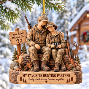 Hunting Partner Wood Effect Ornament - Personalized Gifts For Hunting Couple 02qhqn191026