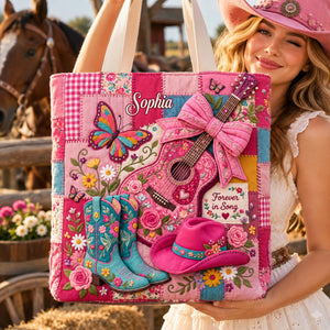Dolly Parton Forever In Song Pink Patchwork Tote Bag - Personalized Gifts 02palu031026