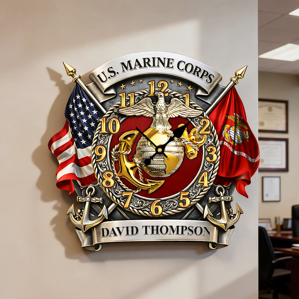 Military Acrylic Hanging Wall Clock - Personalized Gifts For Veteran 01huta241225