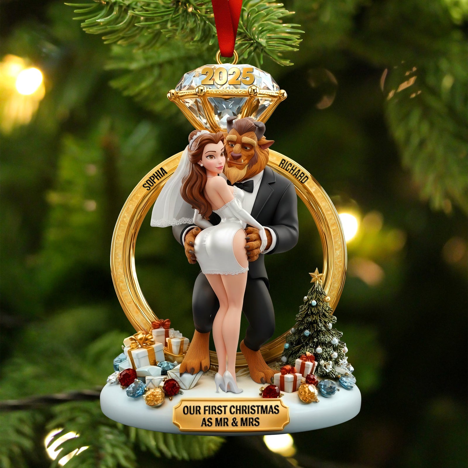Fairy Tale Wedding Christmas Ornament Personalized Gifts For Couple 01TGQN211125