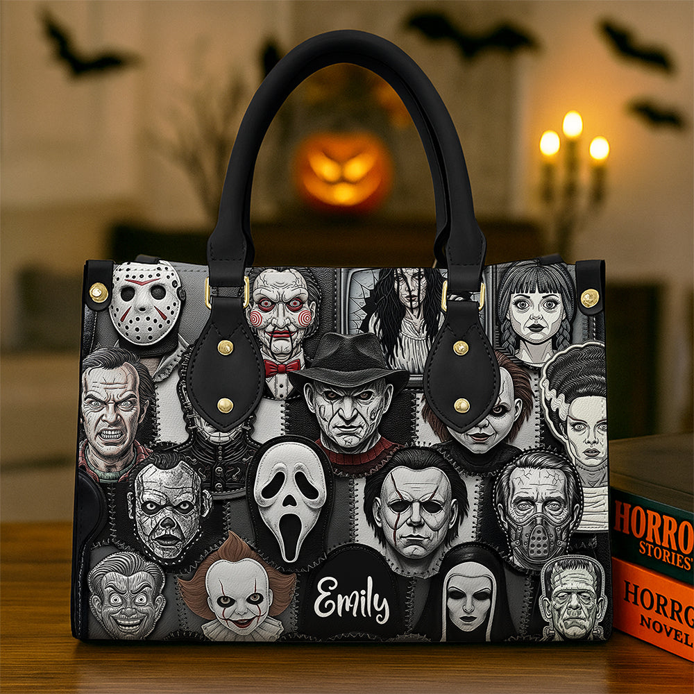 Horror Patches Leather Bag, Personalized Gifts For Horror Movie Fans 02qhqn080825