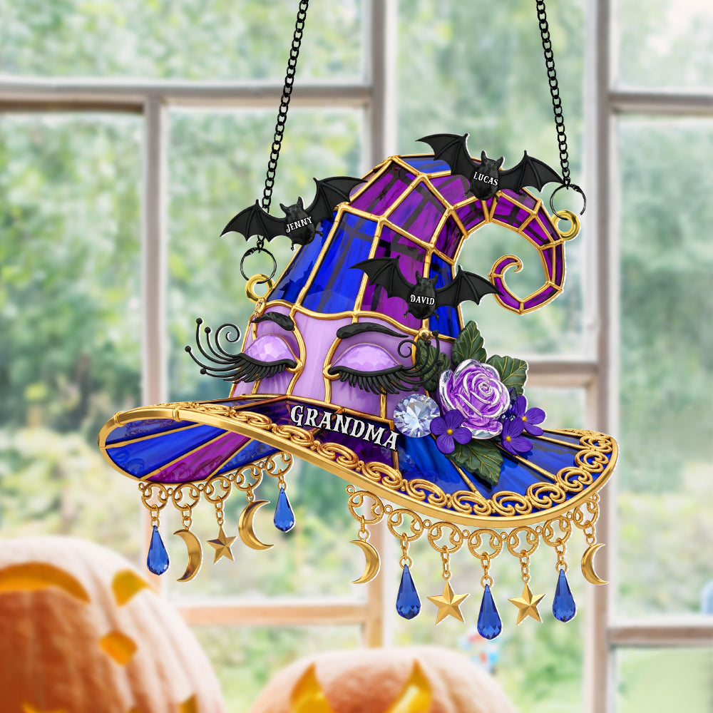 Witch Hat Personalized Gifts For Grandma Suncatcher Ornament 02natn140725