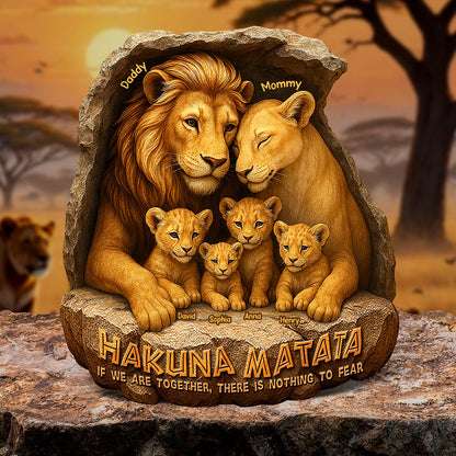 Personalized Gifts For Family Plaque Lion Mom And Dad 05XQQN040425 - Shaped Plaques - GoDuckee