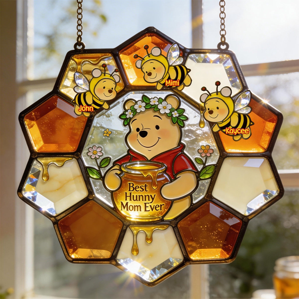 Best Hunny Mom Suncatcher  - Personalized Gifts For Mom 04PGMG120326