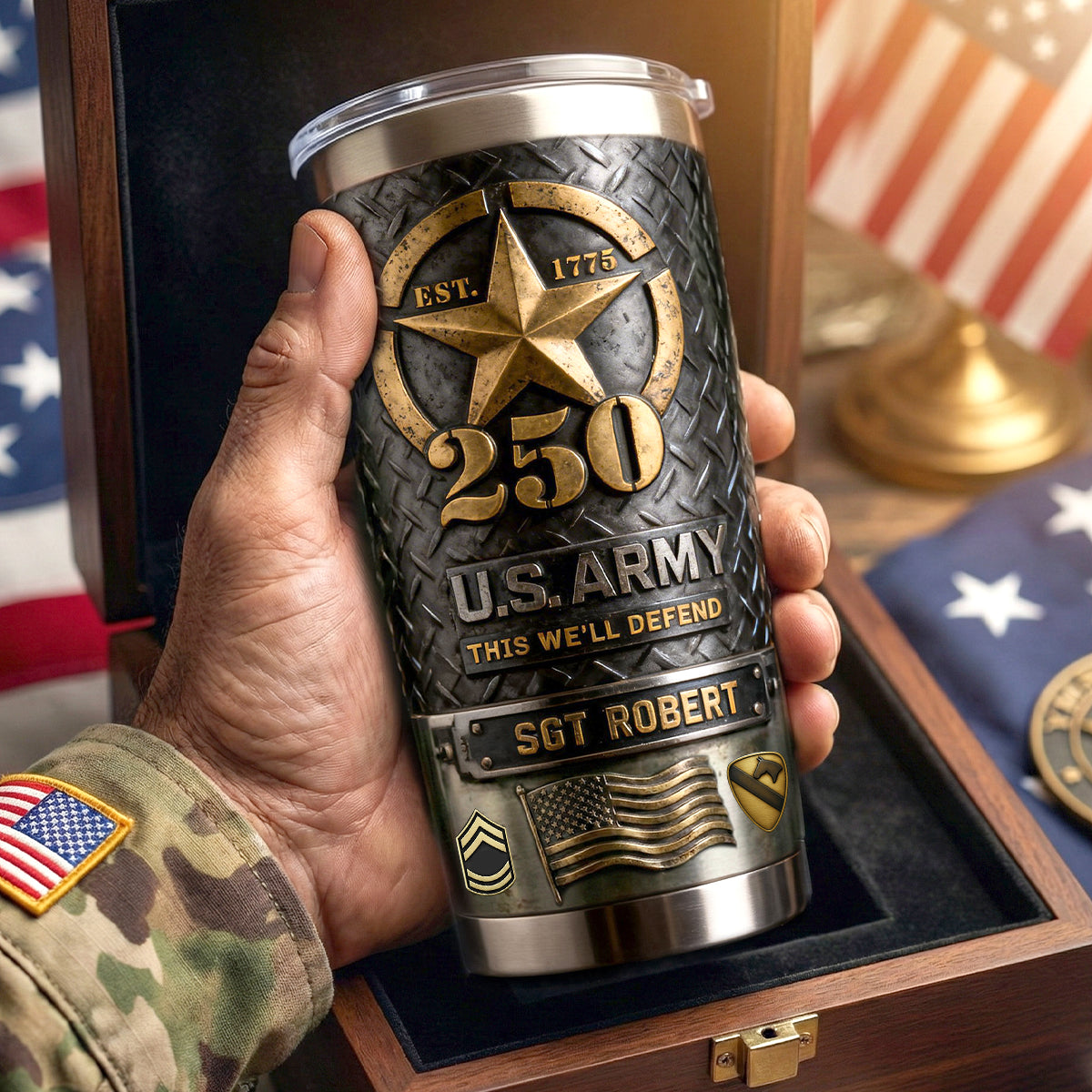 Proud American Veteran Tumbler, Personalized Gifts For Veteran 03qhtn130226