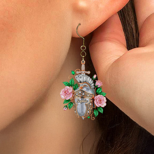 Knight Helmet Aesthetic Earrings, Personalized Gifts For Female Warrior Of God 04qhtn120725