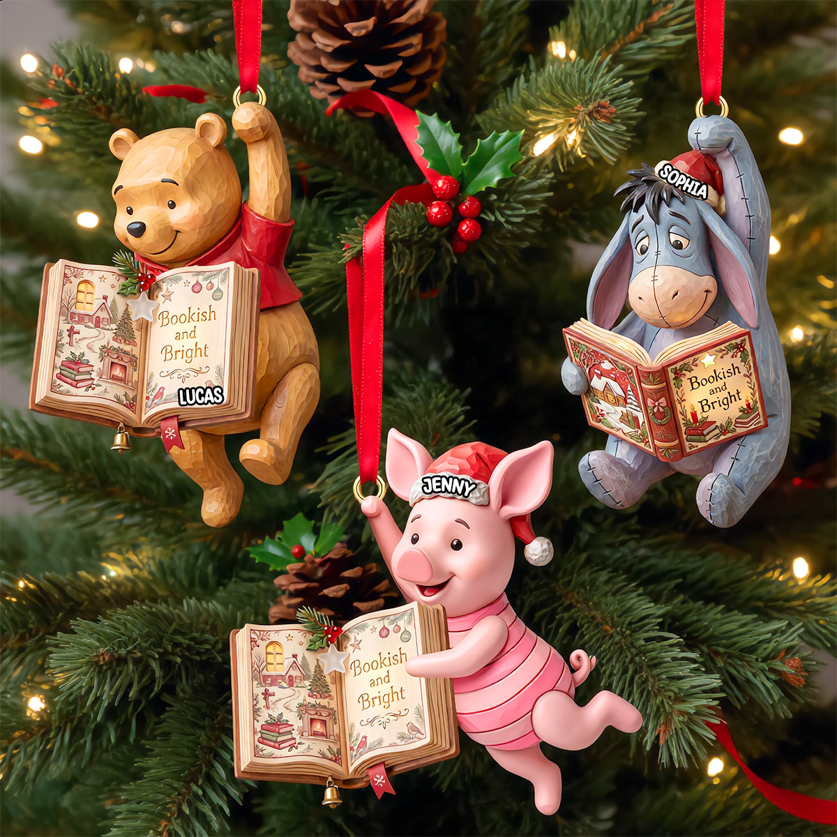 Woodland Friends Reading Book Ornament - Personalized Christmas Gifts 02patn110926