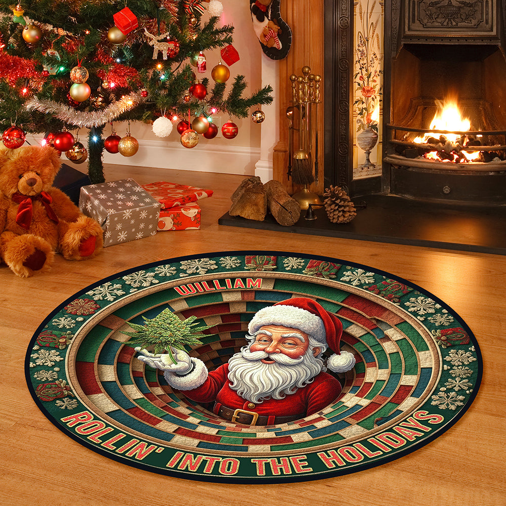 Chill Santa Round Rug Personalized Christmas Gifts 02TOQN081025