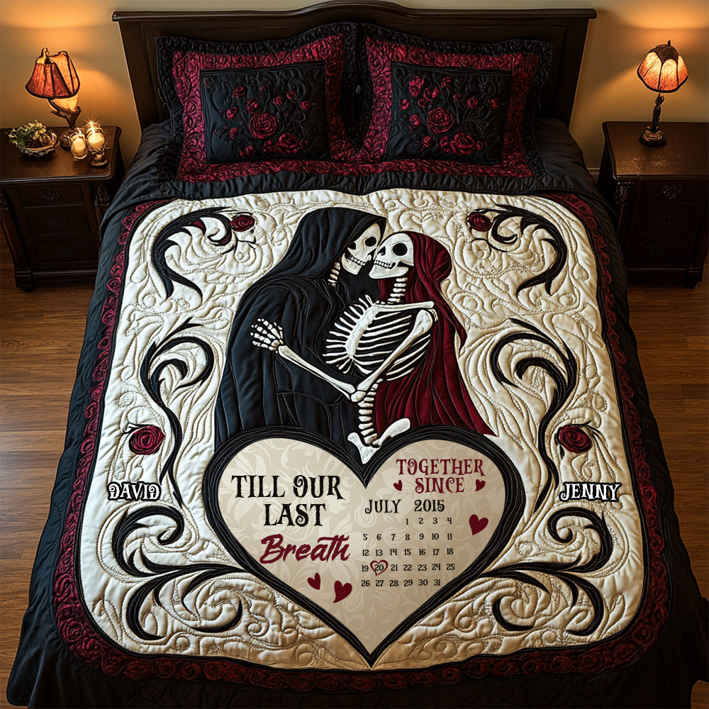 Skull & Rose - Personalized Anniversary Gifts For Couple Quilt Bed Set 04tgtn100725