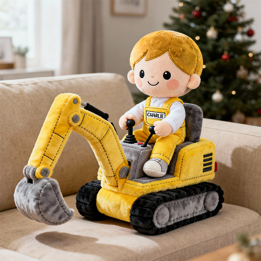 Cute Kid Operating Excavator Custom Shape Pillow - Personalized Gifts For Kid 06QHDT081125