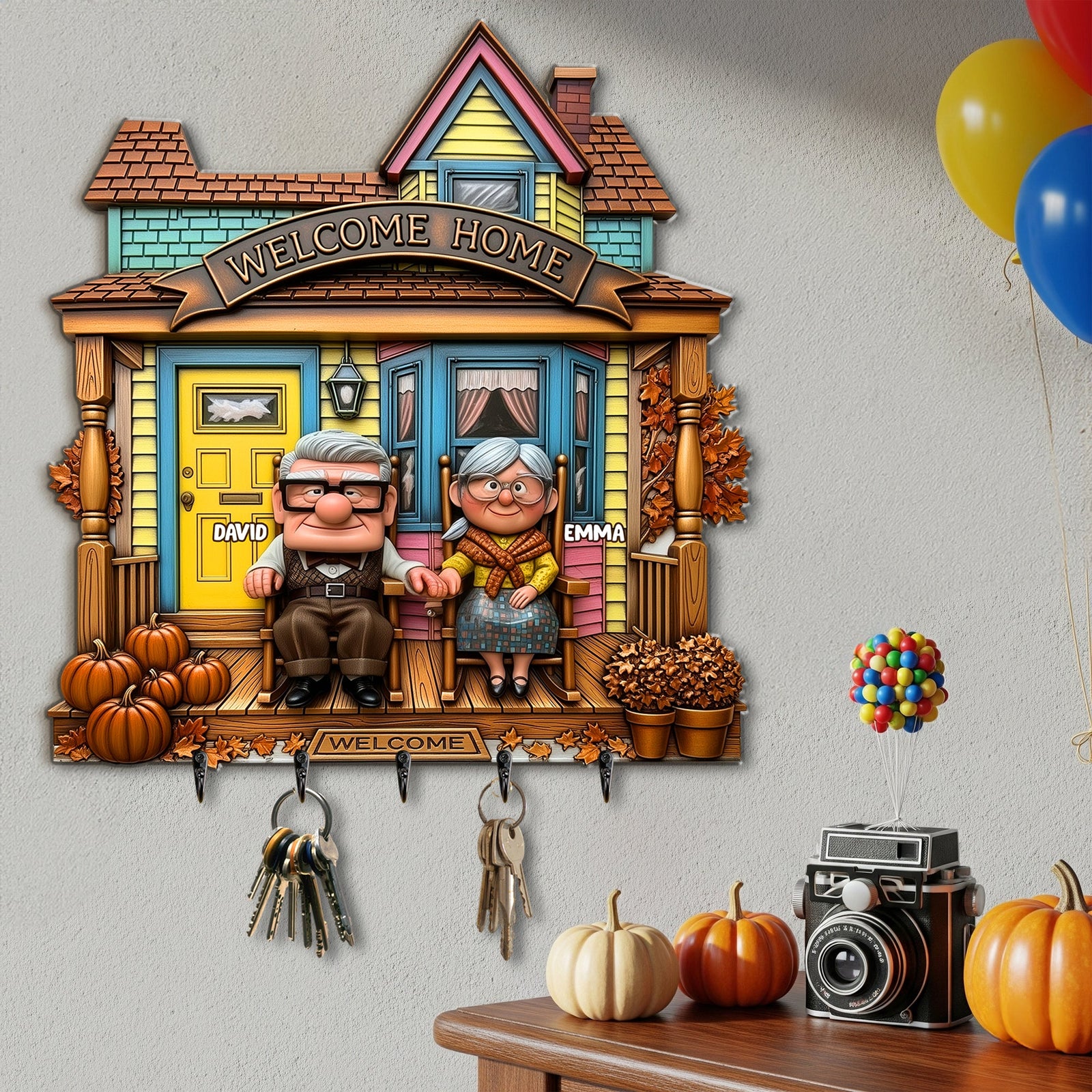 Welcome Old Couple Home Wood Key Hanger - Personalized Gifts For Couple 03TGLU300825