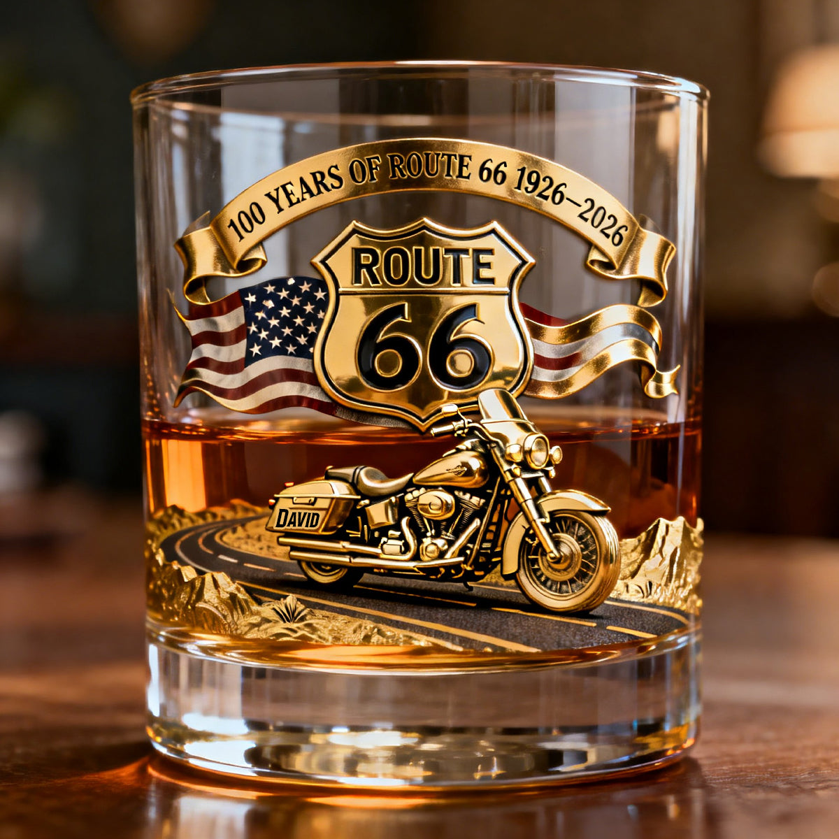 100 Years Of Route Personalized Gifts For Bikers 11oz Round Glass 03natn040226