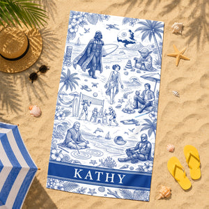 Outer Planet Toile De Jouy Beach Towel - Personalized Gifts 01qhdh200726