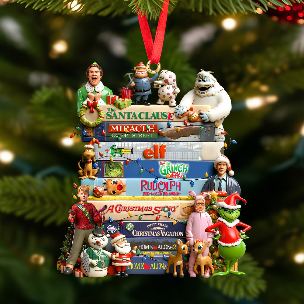 Classic Christmas Movies Collection Stack Ornament, Personalized Gifts For Movie Fans 05QHTN131025