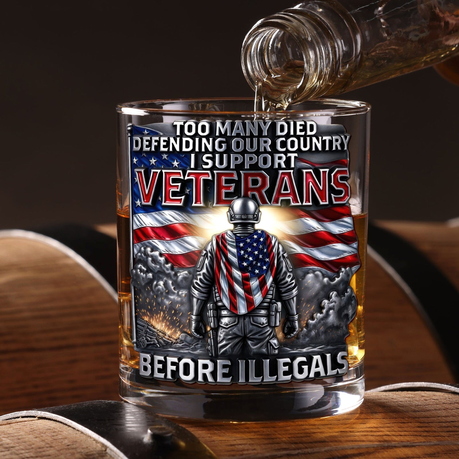 Veteran Pride Round Glass - Personalized Gifts For Veterans 03OHQN050326