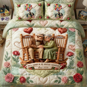 Happy Grow Old Couple Quilt Bed Set - Personalized Gifts For Couple 01QHLU281125