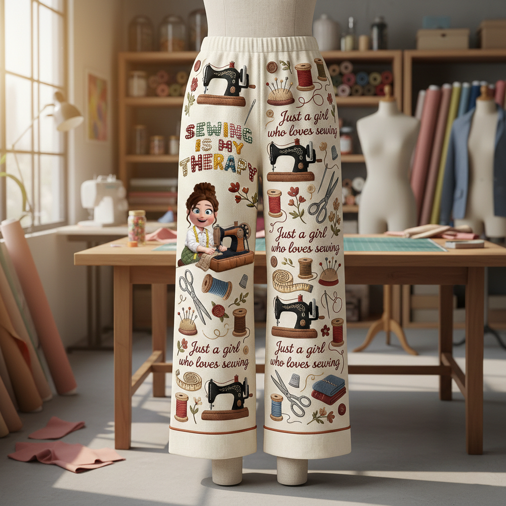 Sewing Is A Therapy Pajama Pants - Personalized Gift For Sewers 03PALU140126