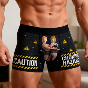 Couple Fun Caution Men Boxer - Personalized Gift For Him 04QHLU160126