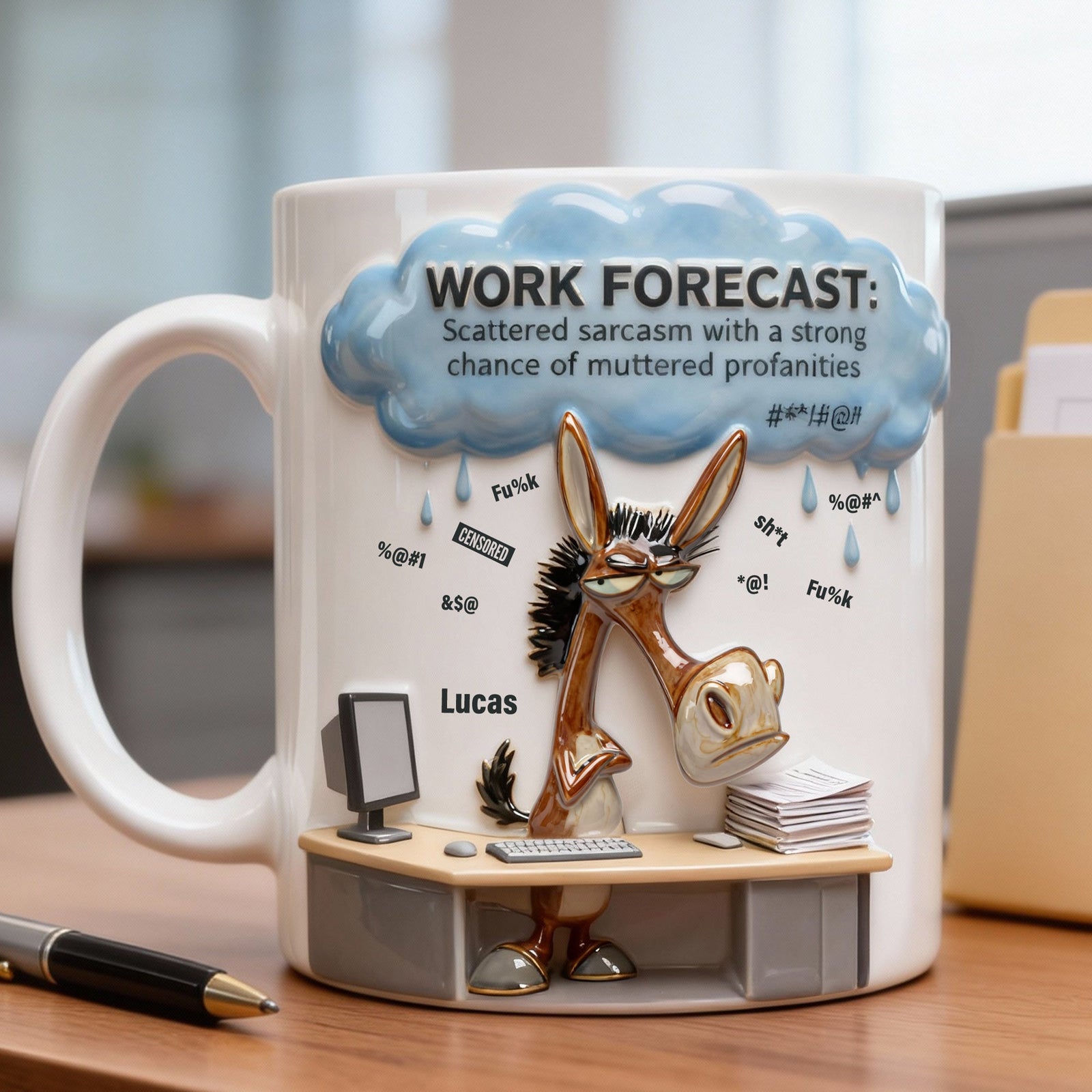 Attitude Donkey Office Worker Work Forecast, Personalized Gifts For Coworker 05qhtn230126