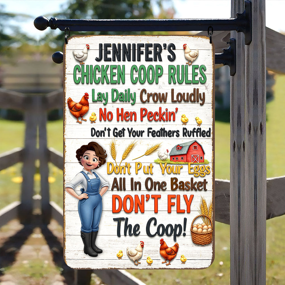 Chicken Coop Rules Metal Sign – Personalized Gifts For Farm Girls 02naqn241125