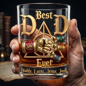 Cheerful Dad & Kids Fist Bump Round Glass - Personalized Gifts For Dad 01hudt010626