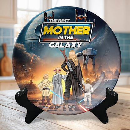 Galaxy Mom Ceramic Round Plate - Personalized Gifts-Homacus
