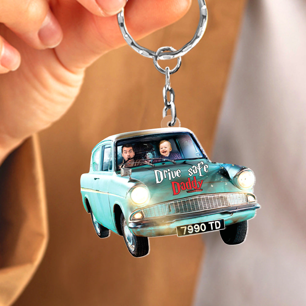 Custom Photo Gifts For Family Keychain Drive Safe Daddy 04qhtn220224-Homacus