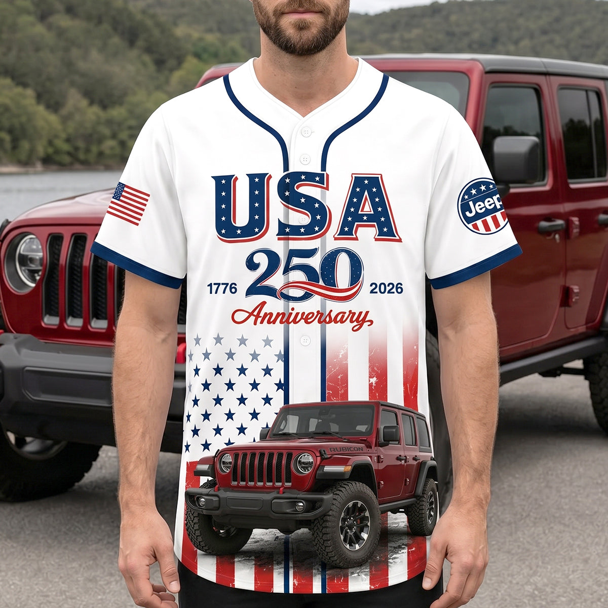USA 250 Anniversary Baseball Jersey Shirt - Custom Photo Gifts For Offroad Car Lovers 04natn110626
