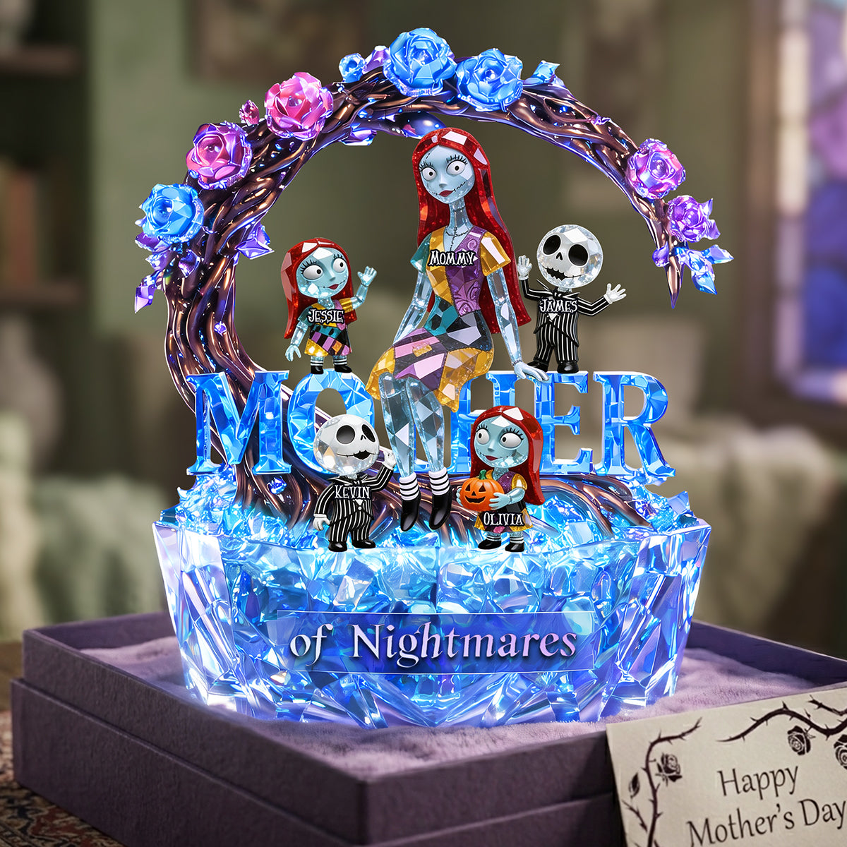 Spooky Mom And Kids Acrylic Plaque - Personalized Gifts For Mother's Day Plaque 03TOTA010426