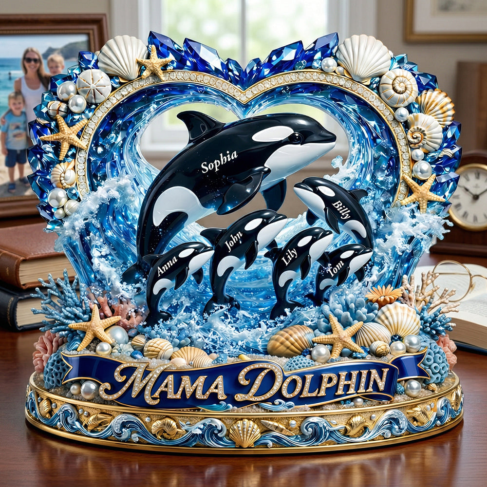 Mama Dolphin Acrylic Plaque - Personalized Gifts For Mother's Day 03tydt250326